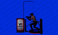 ВР Комбат в очках виртуальной реальности с оружием